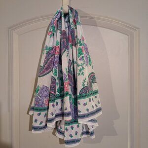 Large Women's Scarf Paisley & Flowers Multicolor 35x35 EUC